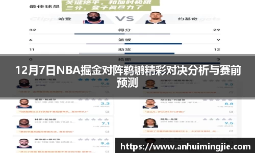 12月7日NBA掘金对阵鹈鹕精彩对决分析与赛前预测
